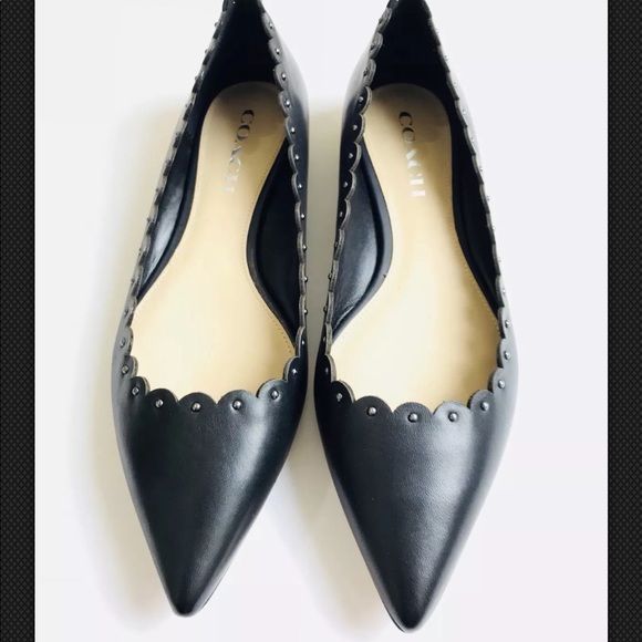 COACH Jill Soft Shine Calf Black Leather Flats New - Picture 4 of 9